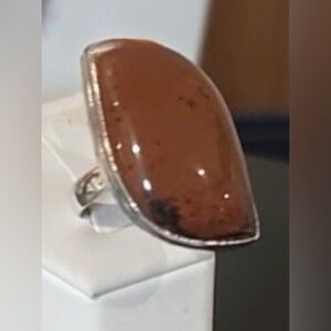 #DDJ-R004 Artisanal Mookaite Red Jasper Sterling Silver Wave Statement Ring